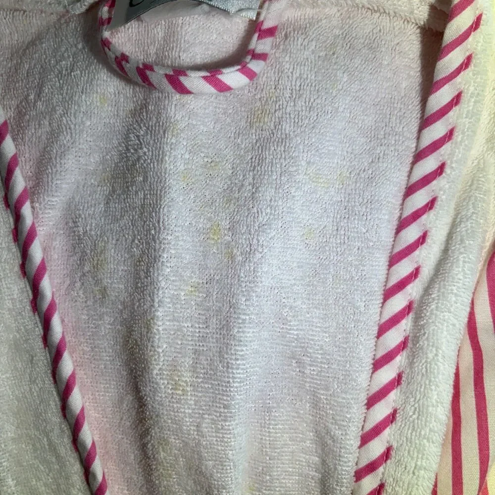 Cypress: Vintage Pink & White Striped Terry Cloth Bath Robe Cover-Up With Belt